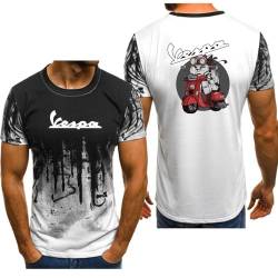 Männer Bedrucken T-Shirts Rennanzüge Für Servizio Vespa Kontrastierende Farben Kurze Ärmel Leichte Halbarm-Poloshirts Mit Rundhalsausschnitt T-Shirt-White||XL von Seroni
