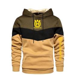 Seroni Herren-Patchwork-Hoodie Für H.u.s.q.v.a.r.n.a. Mit Taschen Oberbekleidung Oberteile Sportjacke Pullover Sweatshirts Kapuzenmantel Langärmeliger-Khaki||M von Seroni