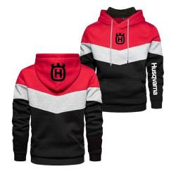 Seroni Männer Stitching Hoodies Für H.u.s.q.v.a.r.n.a Drucken Activewear Gemütliche Oberbekleidung Langarm Sweatshirt Training Fitness Mäntel Pullover Tops-Red||XL von Seroni