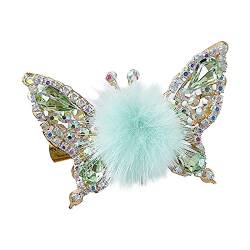 Fliegende Schmetterlings-Haarnadel Glitzernde Schmetterlings-Haarspangen für Frauen, süße Legierung, fliegende Schmetterlings-Haarnadel-Clips, bewegliche Schmuckkästchen Mit Code Und (Green, One Size) von Serria