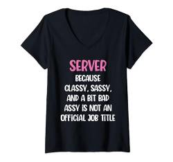 Damen Lustiger Server, weiblicher Server T-Shirt mit V-Ausschnitt von Server Apparel