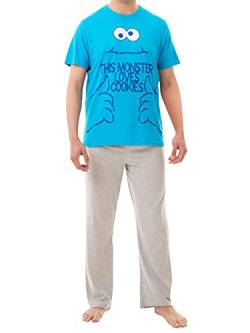 Sesame Street Herren Krümelmonster Schlafanzuge Blau X-Large von Sesame Street