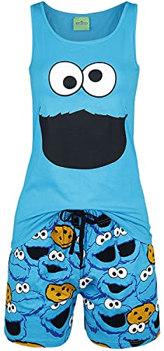 Sesamstraße Krümelmonster - Gesicht Frauen Schlafanzug blau 3XL von Sesame Street