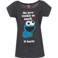 Sesamstrasse Me Love Cookie Damen Loose-Shirt dunkelgrau meliert von Sesame Street