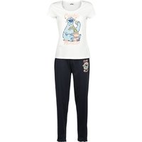 Sesamstraße Schlafanzug - Cookie - S bis XXL - für Damen - Größe L - weiß/blau  - EMP exklusives Merchandise! von Sesamstraße