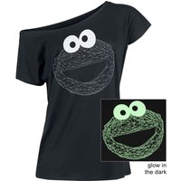 Sesamstraße T-Shirt - Cookie Glow - S bis XXL - für Damen - Größe M - schwarz  - Lizenzierter Fanartikel von Sesamstraße