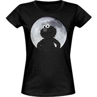 Sesamstraße T-Shirt - Elmo Moonnight - S bis XXL - für Damen - Größe M - schwarz  - Lizenzierter Fanartikel von Sesamstraße