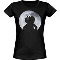 Sesamstraße T-Shirt - Elmo Moonnight - S bis XXL - für Damen - Größe S - schwarz  - Lizenzierter Fanartikel von Sesamstraße