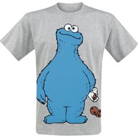 Sesamstraße T-Shirt - Krümelmonster - Cookie Thief - M bis 4XL - für Männer - Größe M - grau meliert  - Lizenzierter Fanartikel von Sesamstraße