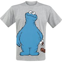 Sesamstraße T-Shirt - Krümelmonster - Cookie Thief - M bis 4XL - für Männer - Größe XL - grau meliert  - Lizenzierter Fanartikel von Sesamstraße