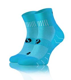 SestoSenso AMZ Quarter Socken Baumwolle Sportsocken Laufsocken Damen Herren Trekking (as3, numeric, numeric_39, numeric_42, regular, regular, Türkis) von SestoSenso