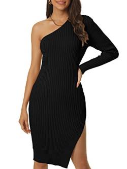 Seta T Damen Einer Schulter Mini Party Cocktailkleid Schräg Ärmellos Kleid Schwarz M von Seta T