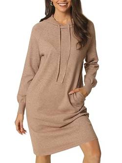 Seta T Damen Lässig Pullover Sweatshirt Kleid Langarm Taschen Kleid Khaki XL von Seta T
