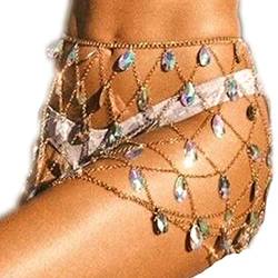 Sethain Boho Kristall Hüftkette Gold Quaste Tropfen Strass Anhänger Bauchketten Bikini Party-Schmuck für Frauen und Mädchen von Sethain