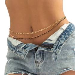 Sethain Boho Taille Kette Gold Kristall Bauch-Ketten Geschichtet Bikini Kette Sommer-Strand-Ketten Körper-Schmuck für Frauen und Mädchen von Sethain