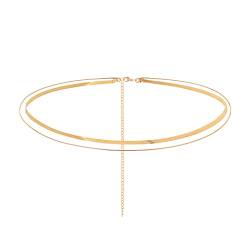 Sethain Punk Hüftkette Gold Geschichtet Bauchketten Boho Heringsknochen Hüftkette Sommer Strandketten Körperschmuck für Frauen und Mädchen (Gold) von Sethain