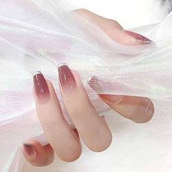Sethexy Glänzend Ballerina Französisch Falsche Nägel Lange Vollständige Abdeckung Hell-Pink Salon Kunstdesign 24St Falsche Fingernägel für Frauen und Mädchen von Sethexy
