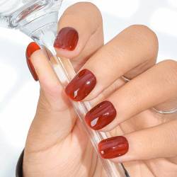 Sethexy Rot Kurz quadratisch Press On Nägel Handgefertigt Einfach Glänzend Falsche Nägel Acryl Salon Qualität Falsche Nägel für Frauen und Mädchen 20PCS (F) von Sethexy