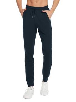 Sevego Jogginghose Herren Sporthose Baumwolle Lang Trainingshose mit Reißverschlusstaschen Freizeithose Sweatpants Hose Dunkelblau L von Sevego