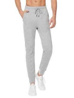 Sevego Jogginghose Herren Sporthose Baumwolle Lang Trainingshose mit Reißverschlusstaschen Freizeithose Sweatpants Hose Hellgrau L von Sevego