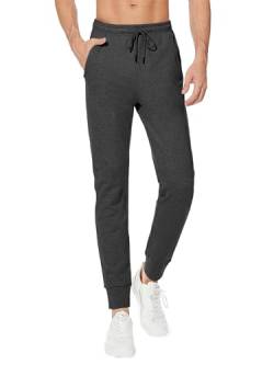 Sevego Jogginghose Herren Sporthose Baumwolle Lang Trainingshose mit Reißverschlusstaschen Freizeithose Sweatpants Hose Holzkohle L von Sevego