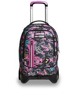 Seven TROLLEY, Rucksack mit Trolleyfunktion, Schulranzen mit Rollen, 3 in 1, Abnehmbarer Rucksack, ab 1. Klasse, für Schule, Gymnasium, Reisen&Freizeit, Mädchen&Jungen, pink/schwarz, JACK-2W CAMOULOVE von Seven