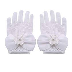 Sevenfly Blumenmädchen Fliege Spitze Handschuhe Für Hochzeit Ball Mädchen Kleid Cosplay Party Handschuhe (weiß) von Sevenfly