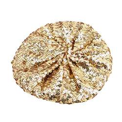 Sevenfly Damenmode Fun Sparkle Pailletten Shimmer Stretch Baskenmütze Beanie Hut (Gold) von Sevenfly