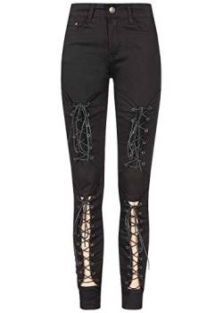 Seventyseven Lifestyle Damen Cut Out Lace Up Skinny Jeans 5-Pocktes schwarz Denim von Seventyseven Lifestyle