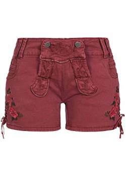 Seventyseven Lifestyle Damen Jeans Shorts mit Stickerei 5-Pockets Bordeaux rot von Seventyseven Lifestyle