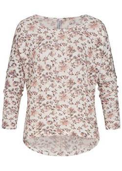 Seventyseven Lifestyle Damen Longsleeve Shirt Blumen Muster Off Weiss rosa braun von Seventyseven Lifestyle