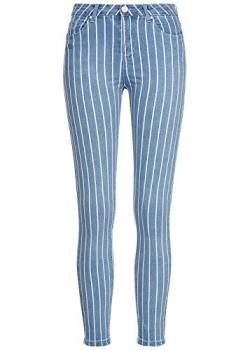 Seventyseven Lifestyle Damen Skinny Jeans Hose 5-Pocktes Streifen Muster blau Weiss von Seventyseven Lifestyle