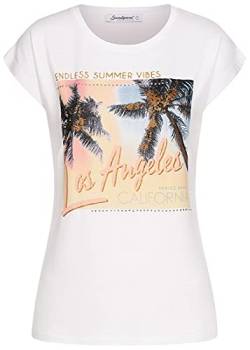 Seventyseven Lifestyle Damen T-Shirt Los Angeles Palmen Print Weiss von Seventyseven Lifestyle