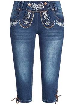 Seventyseven Lifestyle Damen Trachten Capri Shorts 5-Pockets medium blau Denim von Seventyseven Lifestyle
