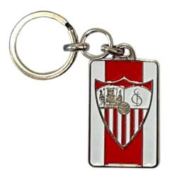 Sevilla F.C. Keychain, Schlüsselanhänger Rechteckig Streifen Wappen., weiß, Estandar von Sevilla F.C.