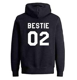 Best Friends Hoodie für Mädchen Bestie 02 Hoodie Best Friends Pullover Sweatshirt Schwester Pullover BFF Pullover Hoodie 1 Stück(Schwarz-Bestie-02,S) von Sevpuikl