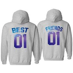 Best Friends Pullover für 2 Mädchen Grau Beste Freundin Hoodie für 2 Mädchen BFF Hoodies Sister Sweatshirt Kapuzenpulli BFF Geschenke Schwarz Weiß 1 Stück von Sevpuikl