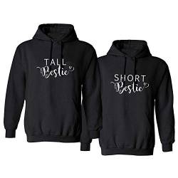 Best Friends Pullover für Mädchen Tall Short Best Friend Hoodie BFF Pullover Patnerlook Schwester Hoodie BFF Geschenk Schwarz Weiß Grau 1 Stück(Short-Schwarz,S) von Sevpuikl