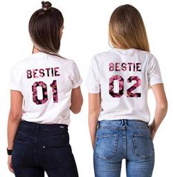 Best Friends T-Shirts f¨¹r 2 M?dchen Schwarz Bestie 01 02 T-Shirt Beste Freunde T-Shirt f¨¹r 2 M?dchen BFF T-Shirt f¨¹r Zwei Sister Shirts BFF Geschenke Wei? Grau 1 St¨¹ck von Sevpuikl