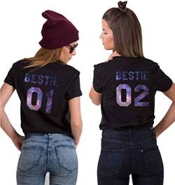 Best Friends T-Shirts f¨¹r 2 M?dchen Schwarz Bestie 01 02 T-Shirt Beste Freunde T-Shirt f¨¹r 2 M?dchen BFF T-Shirt f¨¹r Zwei Sister Shirts BFF Geschenke Wei? Grau 1 St¨¹ck von Sevpuikl