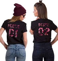 Best Friends T-Shirts f¨¹r 2 M?dchen Schwarz Bestie 01 02 T-Shirt Beste Freunde T-Shirt f¨¹r 2 M?dchen BFF T-Shirt f¨¹r Zwei Sister Shirts BFF Geschenke Wei? Grau 1 St¨¹ck von Sevpuikl