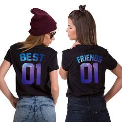 Best Friends T-Shirts für 2 Mädchen Beste Freunde T-Shirt BFF T-Shirt Sister T-Shirts BFF Geschenke Baumwolle Schwarz Weiß 1 Stück von Sevpuikl