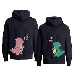 Dinosaurier-Pärchen-Pullover Couple Mr Mrs Kapuzenpulli Partner Kapuzenpullover Personalisiert King Queen Aufdruck Sweatshirt für Paar 1 Stück(Schwarz-Men,2XL) von Sevpuikl