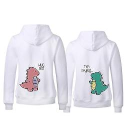 Dinosaurier-Pärchen-Pullover Couple Mr Mrs Kapuzenpulli Partner Kapuzenpullover Personalisiert King Queen Aufdruck Sweatshirt für Paar 1 Stück(Weiß-Men,XL) von Sevpuikl