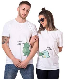 Pärchen T-Shirt Für Anime Couple T-Shirt Love Paar T-Shirt Liebe Partnerlook Cartoon Couple Geschenk Schwarz Weiß Grau 1 Stück, Weiß-Women, L von Sevpuikl