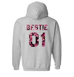 Sevpuikl Best Friends Pullover für Mädchen Best Friends Hoodie Schwester Pullover Bestie 01 Hoodie BFF Pullover Hoodie BFF Geschenke 1 Stück(Blume-Grau-Bestie-01,S) von Sevpuikl