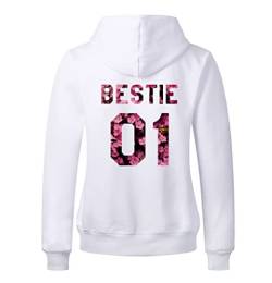 Sevpuikl Best Friends Pullover für Mädchen Best Friends Hoodie Schwester Pullover Bestie 01 Hoodie BFF Pullover Hoodie BFF Geschenke 1 Stück(Blume-Weiß-Bestie-01,XL) von Sevpuikl