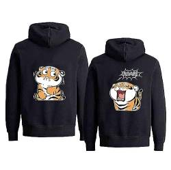 Sevpuikl Pärchen Hoodie für Paar Pullover Bedruckt mit Tiger King Queen Pullover Valentinstag Jubiläumstag 1 Piece(Schwarz-Men,XL) von Sevpuikl