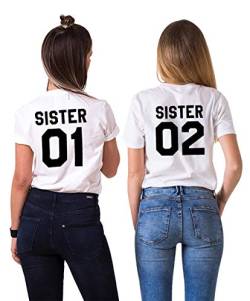 Sister T-Shirt für Mädchen Best Friends T-Shirt Beste Freunde T-Shirt BFF Shirt Damen Best Friends Geschenk Oberteil Kurzarm Sommer Baumwolle Schwarz Weiß 1 Stück, 01-Weiß, S von Sevpuikl