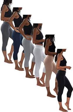 Damen Capri-Leggings, 3er Pack & 6er Pack, weich, gebürstet, aktiv, Stretch, Capri, Skinny - - X-Groß von Sexy Basics